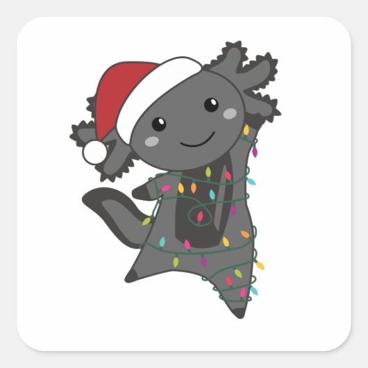 Axolotl Frohe Weihnachts Wintertiere Axolotls Quadratischer Aufkleber (Vorderseite)