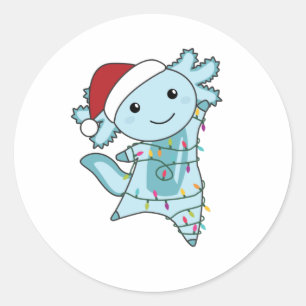 Axolotl Frohe Weihnachts Wintertiere Axolotls Runder Aufkleber