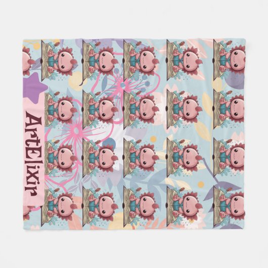 Axolotl Funny Booklover Muster Fleecedecke (Vorderseite (Horizontal))