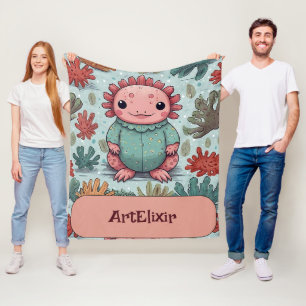 Axolotl Funny Unique Print Fleecedecke
