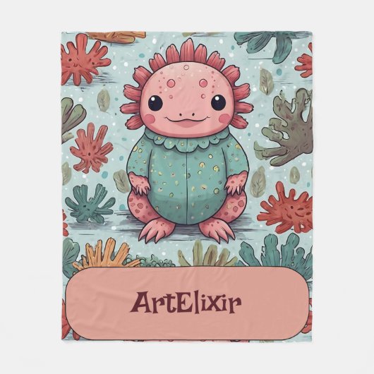 Axolotl Funny Unique Print Fleecedecke (Vorderseite)