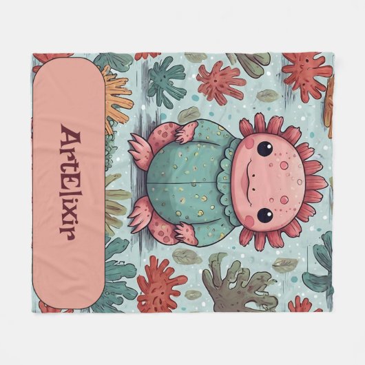 Axolotl Funny Unique Print Fleecedecke (Vorderseite (Horizontal))