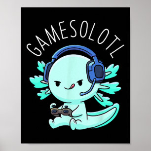 Axolotl Gamer Anime Gifts Kawaii Boys Girls Poster
