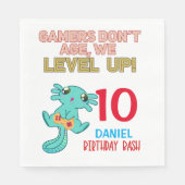 Axolotl Gamer Birthday Boy Videogame Party Serviette (Vorderseite)