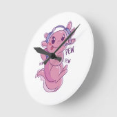 Axolotl Gamer Challenge Blast Runde Wanduhr (Winkel)