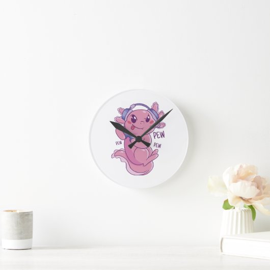 Axolotl Gamer Challenge Blast Runde Wanduhr (Zuhause)