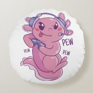 Axolotl Gamer Challenge Blast Rundes Kissen