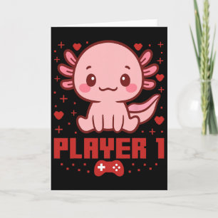 Axolotl Gamer Paar Capyra Retro Pixel Arcade  Karte