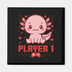 Axolotl Gamer Paar Capyra Retro Pixel Arcade  Magnet