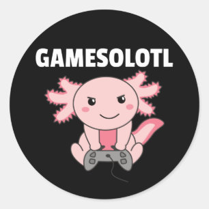 Axolotl Gamesolotl Niedlicher Tiere für Gamer Clas Runder Aufkleber