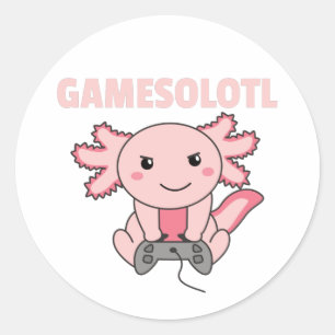 Axolotl Gamesolotl Niedlicher Tiere für Gamer Clas Runder Aufkleber