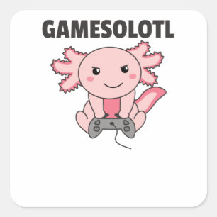 Axolotl Gamesolotl Niedlicher Tiere für Gamer Quadratischer Aufkleber