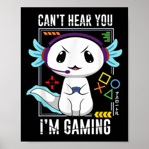 Axolotl Gaming Salamander als Gamer Poster