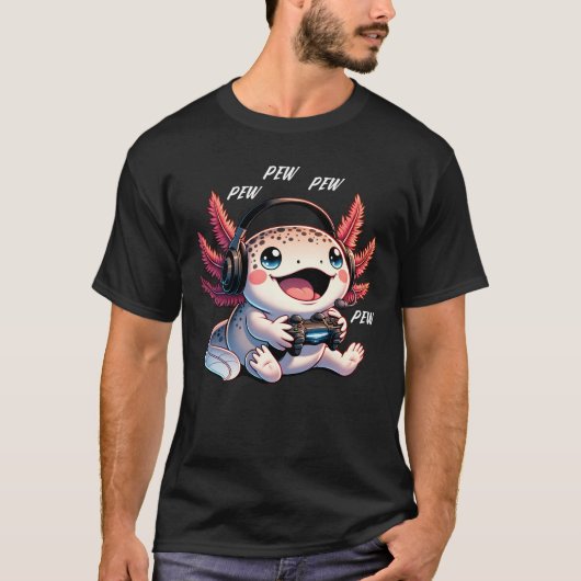 Axolotl Gaming Video Game Pew Kinder Jungs Mädchen T-Shirt (Vorderseite)