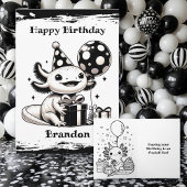 Axolotl Geburtstag mit Farbseite Karte