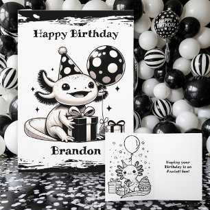 Axolotl Geburtstag mit Farbseite Karte