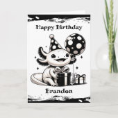 Axolotl Geburtstag mit Farbseite Karte (Vorderseite)