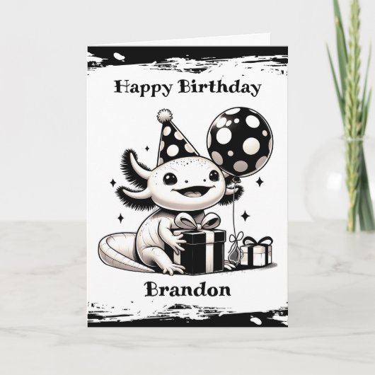 Axolotl Geburtstag mit Farbseite Karte (Vorderseite)