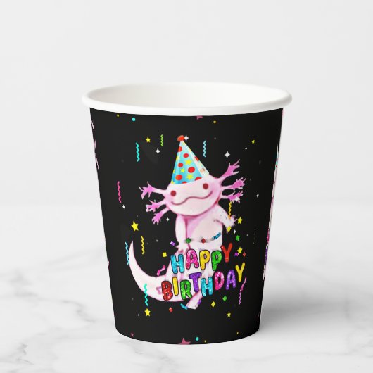 Axolotl Geburtstag Pappbecher (Rückseite)