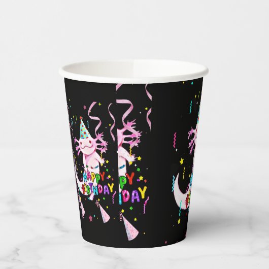 Axolotl Geburtstag Pappbecher (Links)