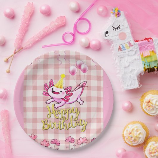 Axolotl Geburtstag Pappteller (Party)