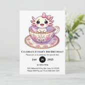Axolotl-Geburtstag zur Teezeit Einladung (Stehend Vorderseite)