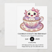 Axolotl-Geburtstag zur Teezeit Einladung (Vorne/Hinten)