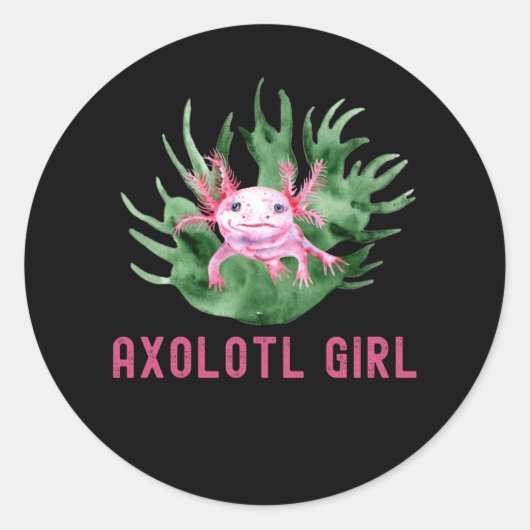 Axolotl Girl, Niedlicher Funny Axolotl Lover Runder Aufkleber (Vorderseite)