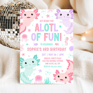 Axolotl Girl Party Alotl Fun Birthday Invitation Einladung