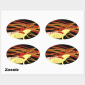 Axolotl Gold-Albino auf Schwarz Ovaler Aufkleber (Blatt)