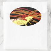 Axolotl Gold-Albino auf Schwarz Ovaler Aufkleber (Tasche)