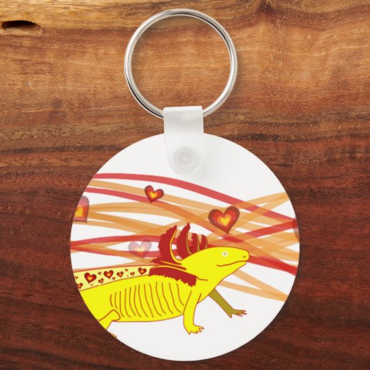 Axolotl Gold-Albino Schlüsselanhänger (Vorderseite)