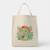 Axolotl grüne Tragetaschen (Rückseite)