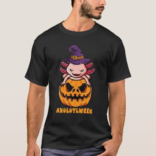 Axolotl Halloween-Kostüm mit Pumpkin T-Shirt (Vorderseite)