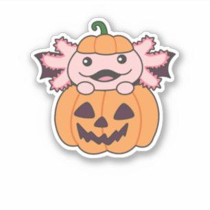 Axolotl Halloween Pumpkin Bat Costume Aufkleber