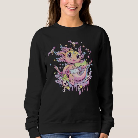 Axolotl Halloween Skull Creepy Axolotl Pastel Goth Sweatshirt (Vorderseite)