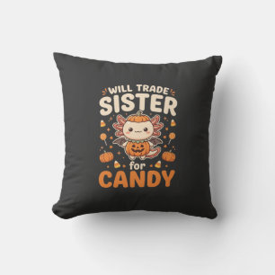 Axolotl Halloween Süßigkeiten Tausch Vektor Design Kissen
