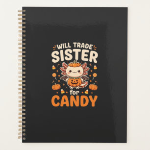 Axolotl Halloween Süßigkeiten Tausch Vektor Design Planer