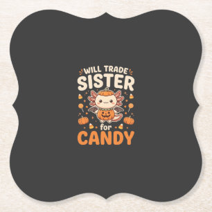 Axolotl Halloween Süßigkeiten Tausch Vektor Design Untersetzer