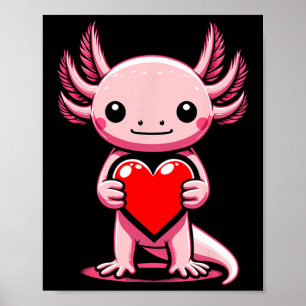 Axolotl hält Herz Valentinstag Süße Valenti Poster