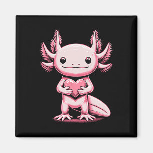 Axolotl hält Valentinstag-Herz Süß Valenti Magnet