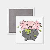 Axolotl Happy Halloween Cauldron Bat Magnet (Vorderseite/Rückseite)