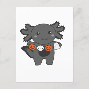 Axolotl Happy Halloween Pumpkin Bat Kostüm Feiertagspostkarte