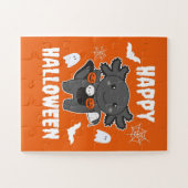 Axolotl Happy Halloween Pumpkin Bat Kostüm Puzzle (Horizontal)