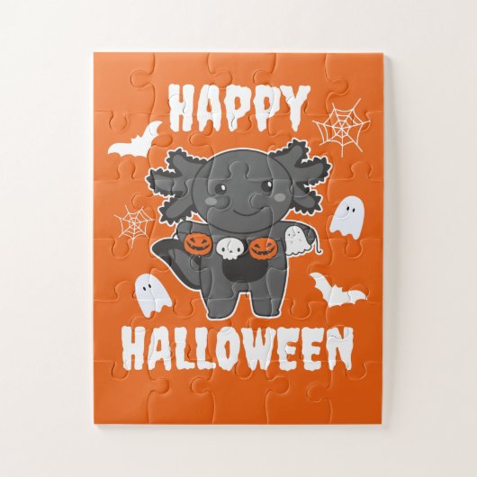 Axolotl Happy Halloween Pumpkin Bat Kostüm Puzzle (Vertikal)