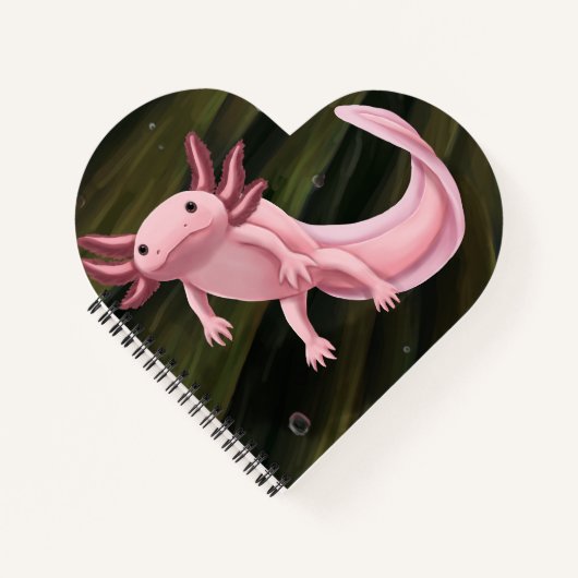 Axolotl-Herz-Notizbuch Notizblock (Vorderseite)