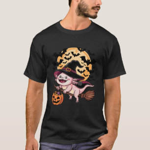 Axolotl Hexe Jack-o-Lantern Süßigkeiten Eimer Hall T-Shirt