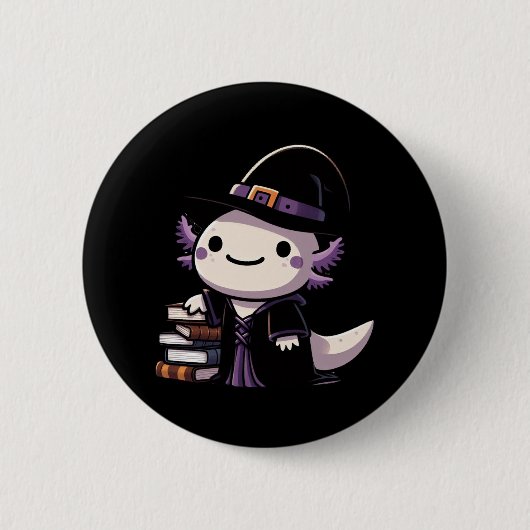 Axolotl Hexe - Niedliches Halloween Button (Vorderseite)