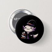 Axolotl Hexe - Niedliches Halloween Button (Vorne & Hinten)