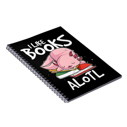 Axolotl I like Books Alotl Funny Animal Reading 34 Notizblock (Rechte Seite)